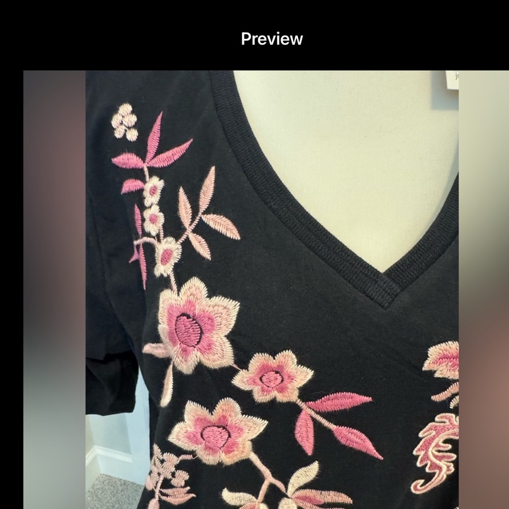 Johnny Was Black Maxi Dress with Pink Floral Embroidery - Picture 7 of 8